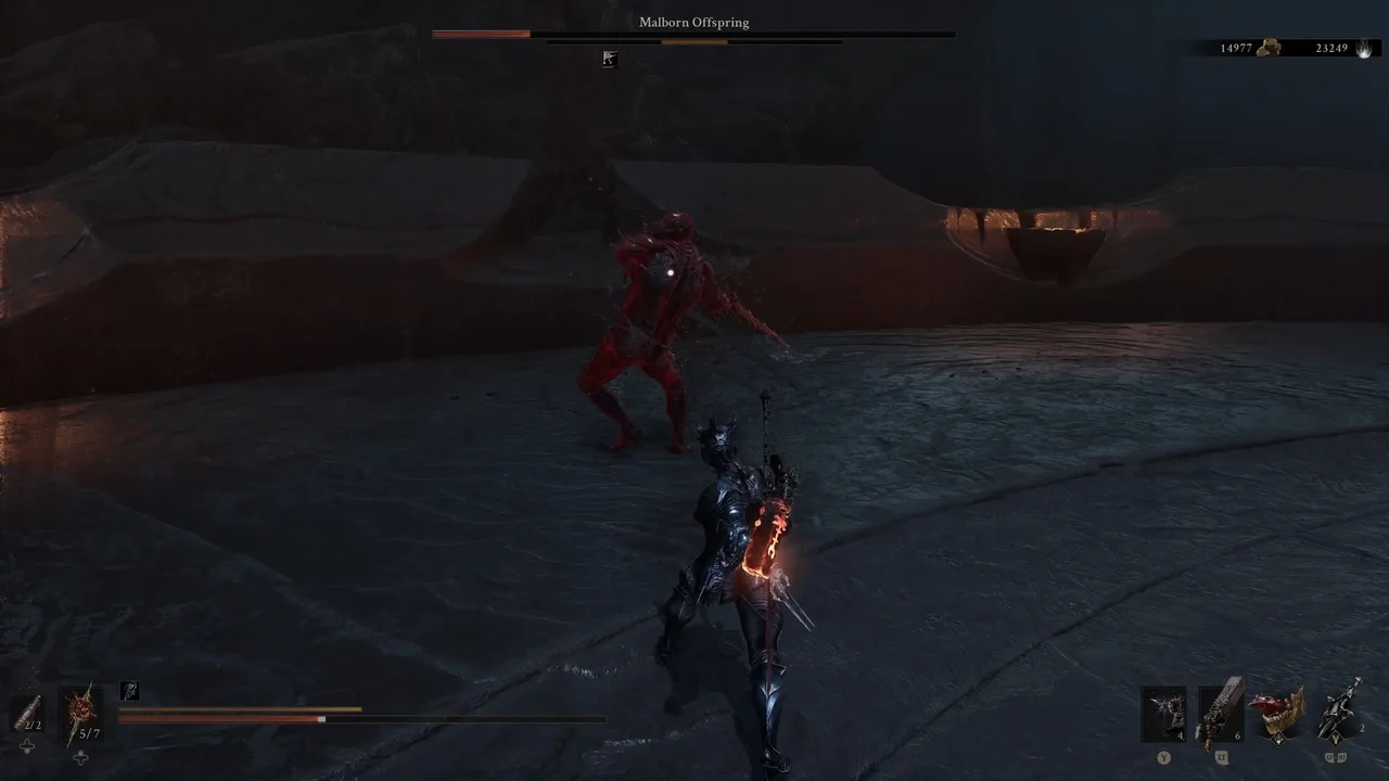 Image showing the Malborn Offspring mid-spin during the Medium Spin attack