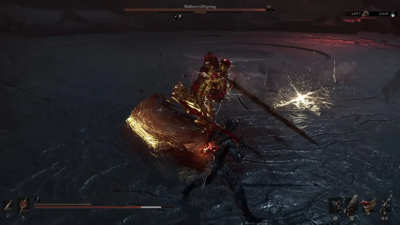 Image showing the overhead attack at the end of the Kick, Slam, Overheard Slash move