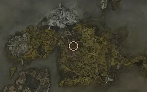 Map crop showing where Blackridge Cliffs sits in Fallgrim