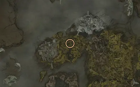 Map crop showing where Gloomshade Grove sits in Fallgrim