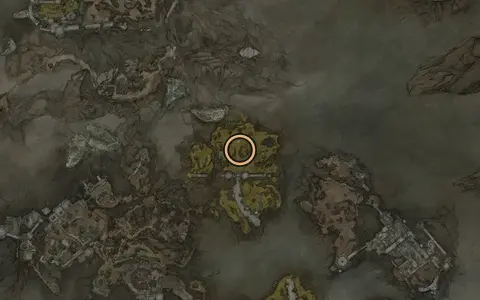 Map crop showing where Outskirts of Mammon sits in Fallgrim