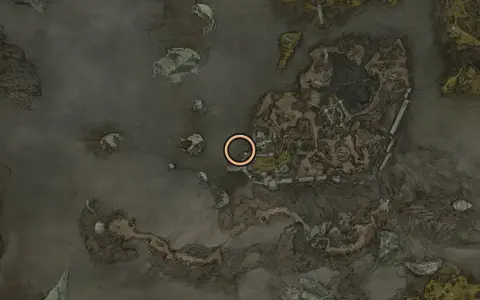 Map crop showing where Ruins of Nochte sits in Fallgrim