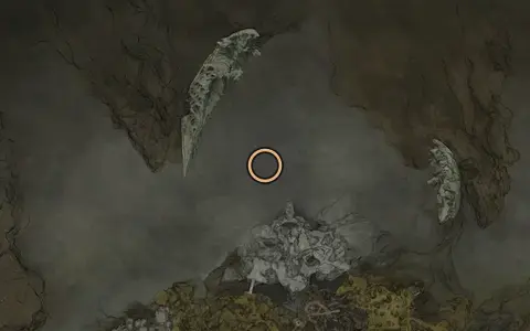 Map crop showing where Sanguine Caverns sits in Fallgrim