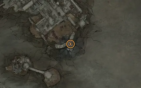 Map crop showing Ovate's Chamber in the Conquered Temple area of Fallgrim