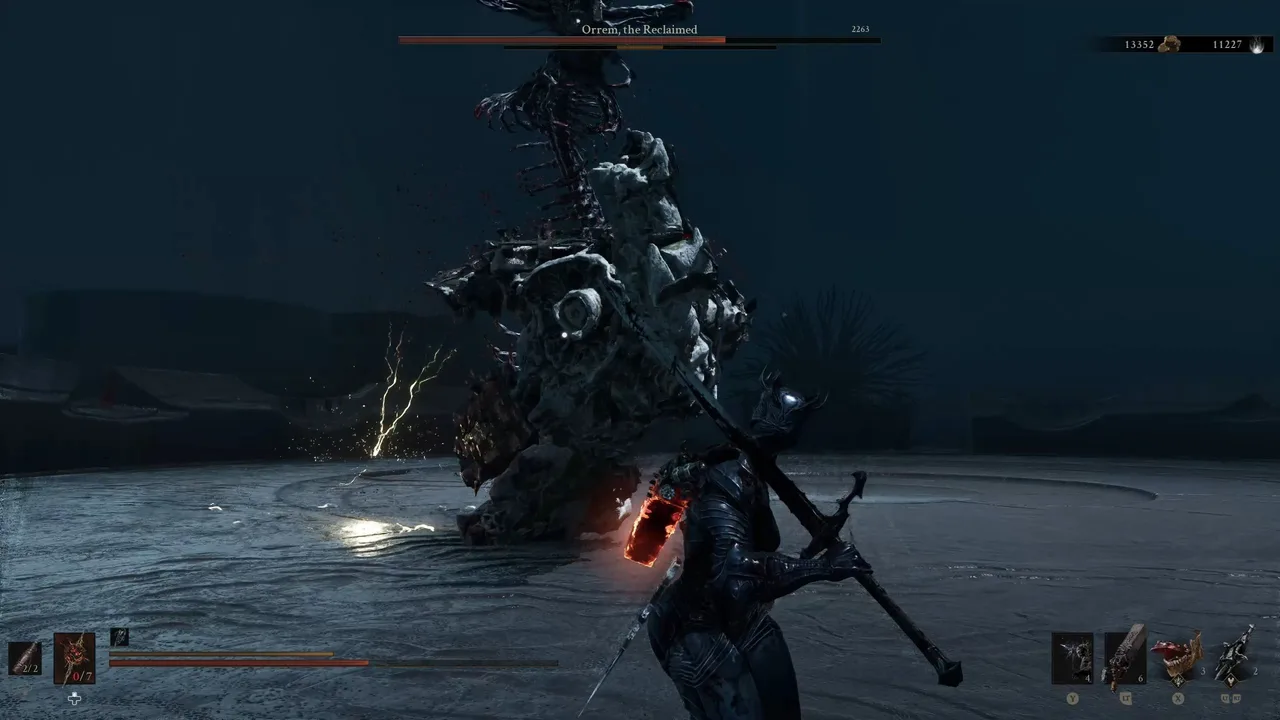 Image showing a Mortal Shell 2 player starting at Orrem, the reclaimed while it does a lateral arm swing