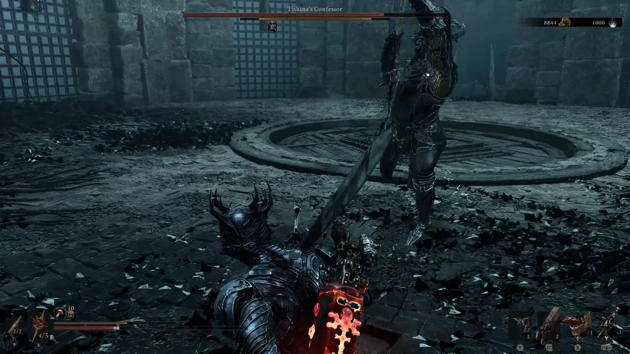 Image showing a Mortal Shell 2 player being attacked by a jump attack